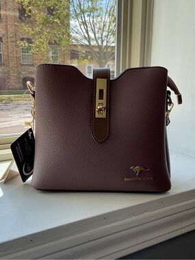 Brown Leather Bucket Bag with Gold Hardware